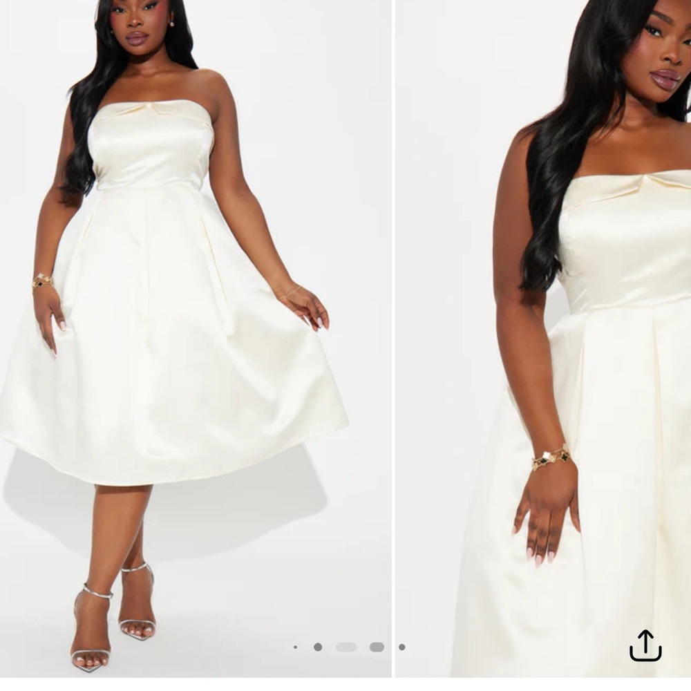 NWT Fashionnova kind heart satin midi dress in ivory Sz 3X